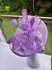 Asymmetric Sinamay Disc Fascinator with Feathers