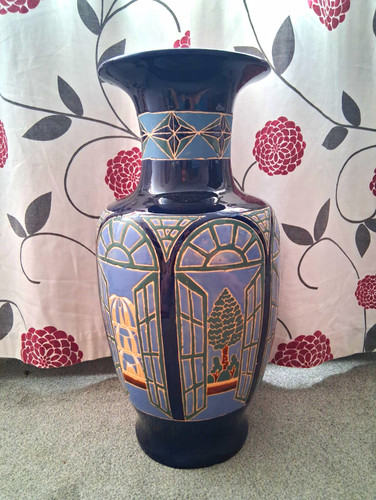 Large blue ceramic vase - large,