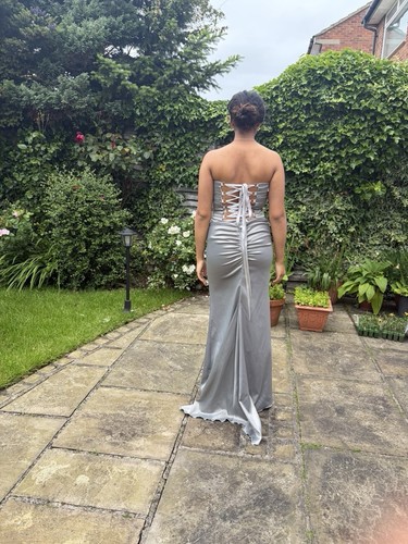 Silver tie corset - tie-up,