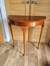 Queen Anne Style Yew Bowfronted Console Half Moon Table