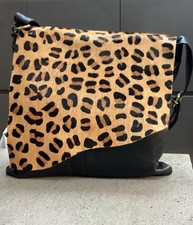 Genuine Leather Leopard Cow Print Messenger Bag, Taurus