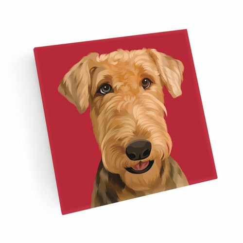 Glass airedale terrier coaster - terrier,