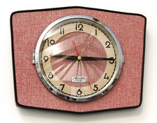 NEW 25cm Red Retro Wall Clock - Handmade Formica Mid Century Vintage French Gift