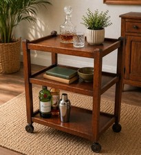 Vintage wooden drinks - wooden, trolley