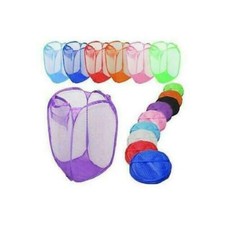 LAUNDRY BAG POP UP MESH WASHING FOLDABLE LAUNDRY BASKET BAG BIN HAMPER STORAGE