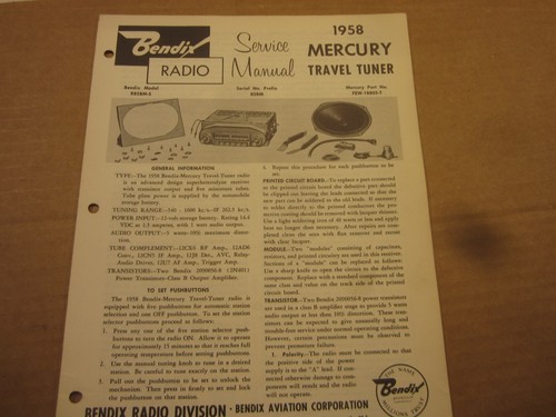 1958 mercury bendix travel - bendix,