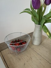 Vintage French Collapsable Wire Hanging Fruit Vegetable Egg Basket