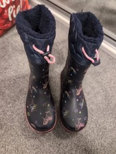 Next Girls Thinsulate Wellies Wellington Boots Size UK 13 Blue Unicorn Rainbow