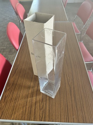 Tall clear glass square block - clear,