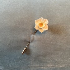 Fine Bone China daffodil  Lapel pin/ tie pin vintage