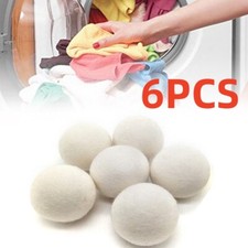 6PCS Reusable Wool Tumble Dryer Balls Home Natural Laundry Anti-winding Cleaner