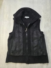 Klass Collection Black Faux Fur Gilet Bodywarmer – Zip Up – Knit Sides – Size S