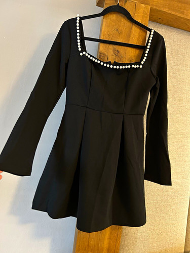 Black satin line - satin, dress