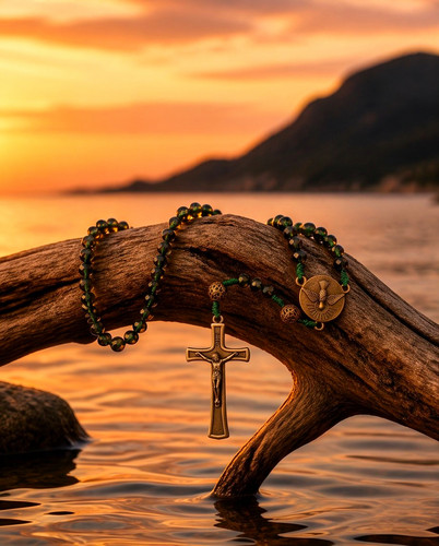 Handmade green glass christian - green,