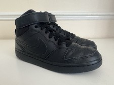 Junior Nike Court Borough Mid 2 Trainers Triple Black Size UK 3 School Shoes