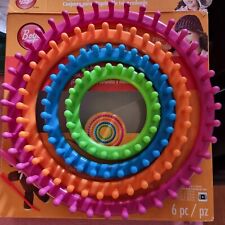 Boye Round Loom Set. Missing Instructions. Four Looms, Hook & Needle. Tatty Box.