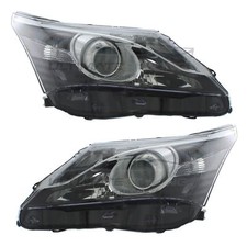 Headlights Fits Toyota Avensis 2011-2015 Black And LED Daytime Running Lamp Pair