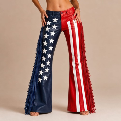 Womens usa flag fringe leather - usa,