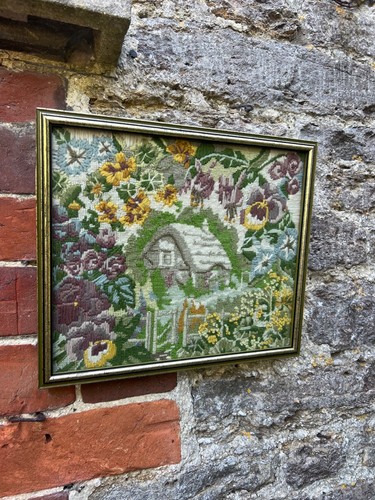 Vintage framed needlepoint - vintage,