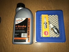 Rover Lawnmower Service Kit. Air Filter & Spark Plug Engine oil B&S Quantum new