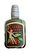Cherry Brandy Borvili Minture Glass Vintage Empty Bottle miniature collection
