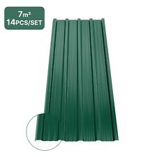 Mondeer 14PCS Corrugated Roofing Sheets 7m²  Galvanized Steel 110*46cm Green