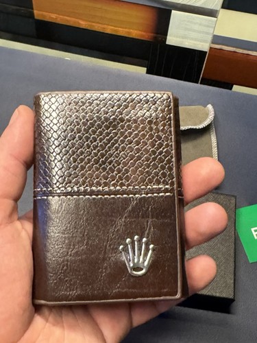 Rolex brown leather trifold - leather,