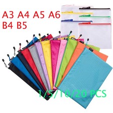 A3-A4-A5 Plastic Zip File Bags Storage Document Folder Protective Wallet Pocket