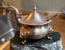 Silver Mustard Pot with Spoon