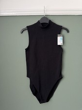 Primark Women’s Ladies Seamless High Neck Black Bodysuit Size UK Small 10-12