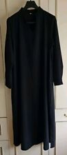 LADIES BLACK KEYHOLE NECK  L/S FULL MAXI DRESS   CONSEALED SIDE POCKETS SIZE L 