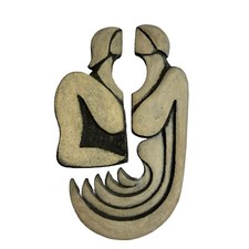 Vintage Greek Studio Pottery Wall Plaque Abstract Couple Sculpture MCM Style