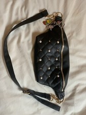 Black Beaded Stud Gem Fanny Back Bumbag Money Belt