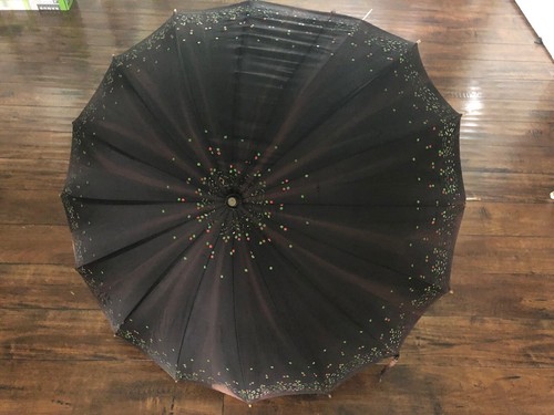 Vintage black fabric silk - fabric,