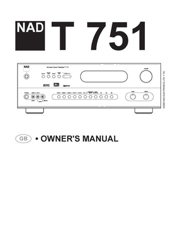 Owner manual for - for, t751