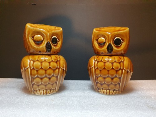 Vintage ceramic owls pair of - -,