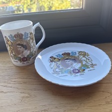 Vintage Golden Jubilee of Queen Elizabeth II Mug and Plate 