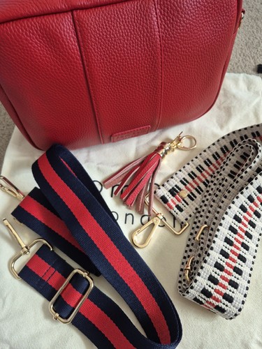 Red pompom leather crossbody - leather,