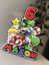 Super Mario Brothers Birthday Cake Toppers Personalised Name And Age