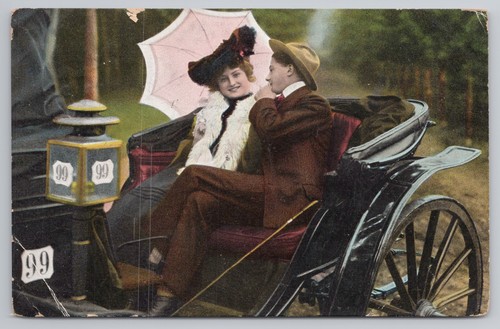 Postcard antique edwardian - postcard, car