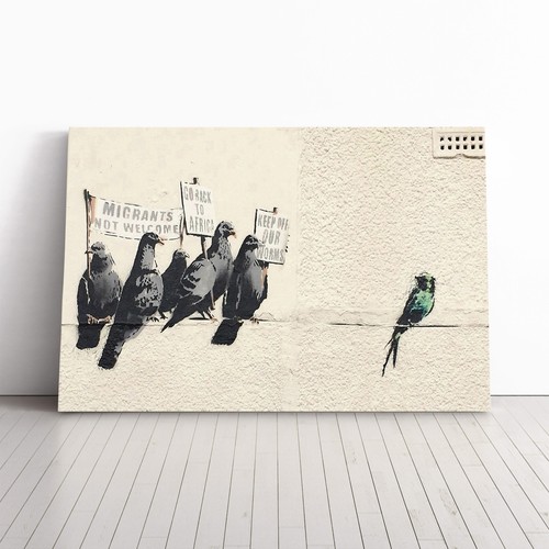 Banksy birds graffiti canvas - banksy,
