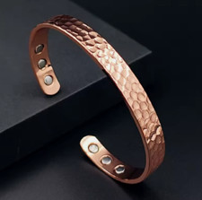 Hammered Effect Pure Copper Bracelet Magnetic Healing Arthritis Unisex