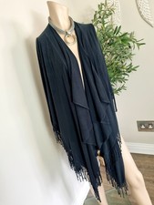 Hampstead Bazaar Womens Cape Poncho Wrap Shawl One Size Black Tassel Boho Arty