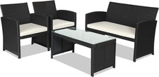 Stylish 4-Piece White Wicker