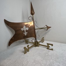 Vintage Copper & Brass Fleur-de-Lis Arrow Weathervane **INCOMPLETE**