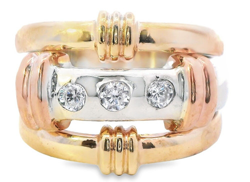Unisex triple tone gold - tone, &