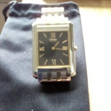 Citizen Men’s Eco Drive Stiletto Black Dial Two Tone Bracelet Watch AR1004-51E