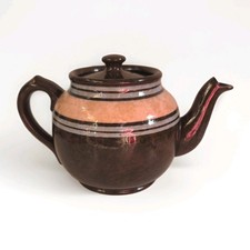 Sadler Brown Betty Teapot Treacle Glaze Lustre Vintage Height 12cm two cup