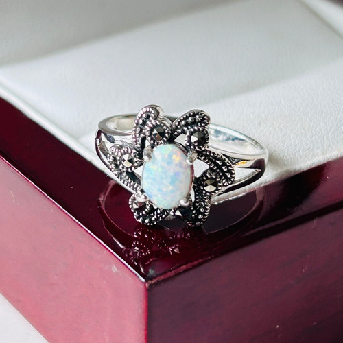 Sterling silver fire opal - sterling,