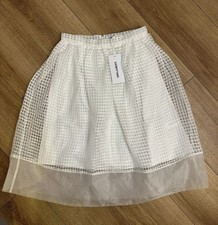 Elizabeth and James Womens Overlay Grid Skirt White Ivory Size 6